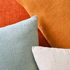 Set of 4 Soft Textured Decorative Throw Pillow Covers 18x18 Inch Cozy Farmhouse Cushion Cover Square Accent Pillow Cases for Bed Couch Sofa Living Room, Beige Aqua Burnt Orange - Image 6