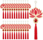 AceOrbit 24 Pcs Red Lotus Diwali Hanging Decorations for Home 10 Inch Wooden Lotus Garlands Backdrop Wall Hanging for Indian Pooja Ganesh Chaturthi Navratri Temple Wedding Decor by Unknown