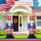 Patriotic Inflatables Independence Day 4th of July Nutcracker Solider Blow Up Holidays Party Front Door Garden Yard Lawn Decor Lighted Decoration (5Ft Patriotic Nutcracker) - Image 2