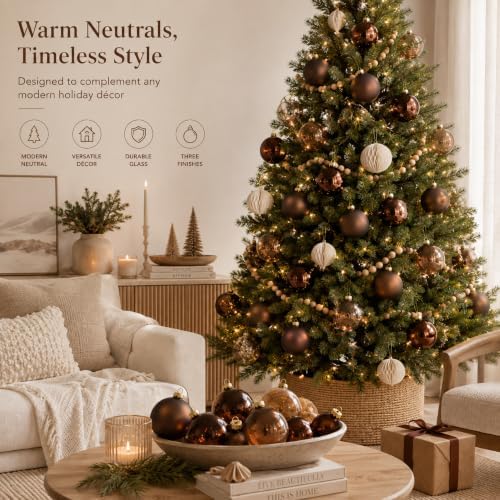 Seenelling 12 Pcs Christmas Glass Ball Ornaments 3.15 Inch, Brown - Image 2