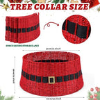 Poen Rattan Red Christmas Tree Collar for Artificial Trees 23.6 Inch Christmas Santa's Belt Tree Basket Base Collar Farmhouse Wicker Skirt Cover for Rustic Party Decoration - Image 2