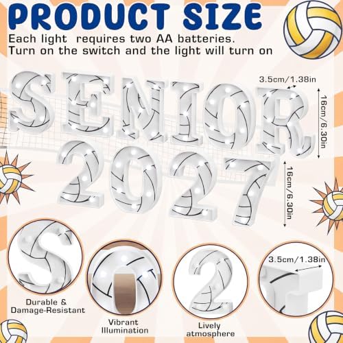 Honoson 10 Pcs Senior 2027 Volleyball Party Decoration Sport Theme Light - Image 2