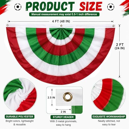 4Pack 2x4ft Christmas Bunting Flags Red White Green Pleated Fan Flag Bunting for Xmas Holiday Outside Garden Porch Decor - Image 3
