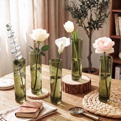 Didaey 24 Pcs Acrylic Bud Vases Green, Cylinder Vase for Rose Centerpieces - Image 3