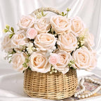 50Pcs Champagne Roses Artificial Flowers Real Touch Velvet Roses Bouquet - Image 2