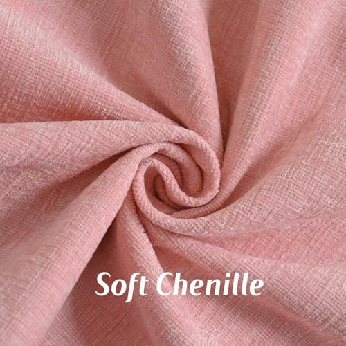 FUTEI Pack of 2 Chenille Throw Pillow Covers 22x22 Inch, Pink - Image 2