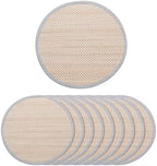 Hausattire Bamboo Placemats for Dining Table Set of 10 Washable 14 Inches Round Square Place Mats Sushi Mats for Kitchen Table Outdoor Parties Easter Spring Home Decor - Grey by Hausattire