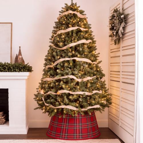 24'' Christmas Tree Collar Red Tartan Plaid Velvet Christmas Decor - Image 4