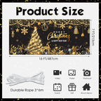 Tiamon Christmas Garage Door Cover Banner 7x16 ft Outdoor Xmas, Black Gold - Image 2