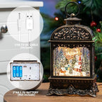 Christmas Village Snow Globe Lighted Flying Santa Scene, Musical Snow Water Lantern Swirling Glittering Home Decoration and Gift, Battery Operated or USB Powered - Image 3
