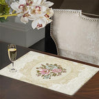 Loom and Mill Luxury Damask Placemats Set of 4, Pearly Beige, 12x18in - Image 2