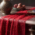 Red 10 Pcs Pearl Gauze Table Runner 120 Inch 10ft Pearl Sheer Tulle Table Cloth Centerpieces for Home Wedding Birthday Bridal Baby Shower Party Favor Holiday Dining Decorations by Unknown
