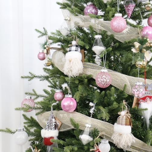 34PCS Pink/White Christmas Ball Ornaments Set for Tree Decor - Image 5
