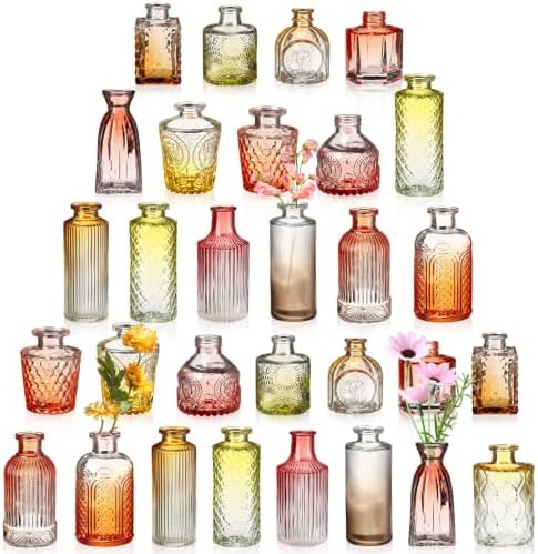 Yaomiao 30 Pcs Glass Bud Vases Centerpieces, Orange Yellow Gradient Series by Yaomiao