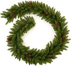 9Ft Pre-Lit Christmas Garland, Plug in, Green, 50 Clear Lights, Fireplace Stairs Mantle Door Indoor Outdoor, Decorated with Pine Cones - Image 6