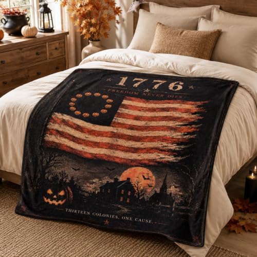 Halloween Blanket 50 x 60 in, 1776 American Flag Design - Image 4