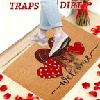 Whaline Valentine' s Day Doormat Natural Coir Welcome Floor Mat Plaid Dot Love Heart Rectangle Entrance Door Rug for Indoor Outdoor Home Bathroom Decor, 16.5 x 29 Inch - Image 2
