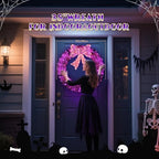 VINGLI 36in Pre Lit Christmas Wreath Halloween for Front Door Mantel & Stair Railing with Lights Indoor Outdoor Doorway Decor Purple - Image 7
