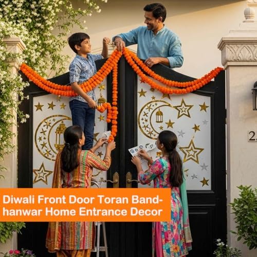 15 Pack of 5 FT Marigold Garland Decoration for Pooja & Diwali - Image 4