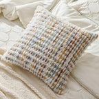 AmHoo Set of 2 Boho Chenille Pillow Cover Decorative Tufted Pillowcase for Couch Bed Sofa Bedroom Living Room Modern 20 x 20-Inch Brown White - Image 3