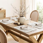 ZeeMart Artisanal Grid Decorative Linen Placemats Set of 6, Ivory - Image 4