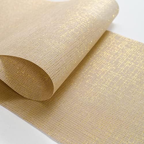 PapaKit Sparkle Metallic Gold Stripes Faux Burlap No-Iron Table Runner 13.5" x 36ft (12 Yard) for Holidays, Wedding Decoration, Parties and Everyday Décor - Image 5