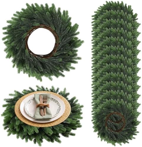 Christmas Placemat Set of 12 Artificial Norfolk Wreath Charger by Gandeer