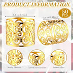 Zhehao 50 Pcs Gold Napkin Rings Metal Napkin Holder Rings Delicate Buckle for Wedding Receptions Birthday Dinner Table Wedding Banquet Anniversary Decoration Family Gathering Banquet(Hollow-Out) - Image 2