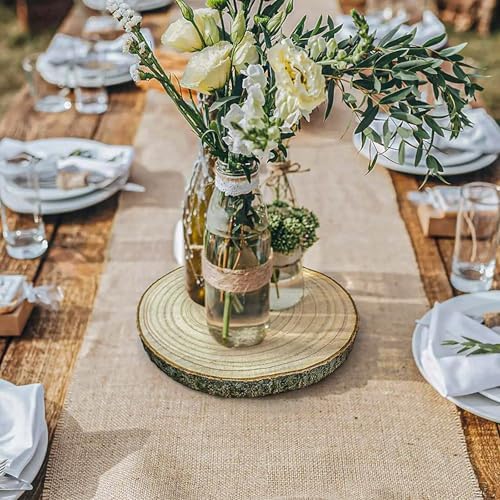 13 Pack Natural Burlap Table Runners 12" x 71" Inch Long, Rustic Jute Fabric Vintage Wedding Decorations, Brown Party Runner, Farmhouse Dinner Table Runner for Home Party Seasonal Event Decoration - Image 5
