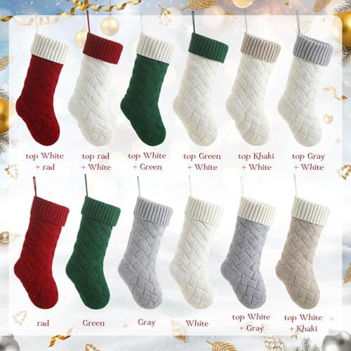 Personalized Christmas Stockings,Custom Embroidered Name & Monogram Knit Stockings for Kids,Family - Checkered Cable Knit 18" Christmas Stocking for Fireplace Holiday Decor(3 Pack) - Image 2