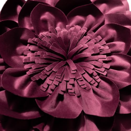 OiseauVoler Decorative 3D Flower Throw Pillow Covers 18x18 Inch Wine Red - Image 5