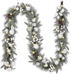 Valery Madelyn 9 Ft Christmas Garland with Lights for Mantle Silvery White by ValeryMadelyn