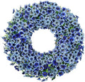 20" Blue Artificial Floral Wreath for Front Door Outside All Seasons by THEBLOOMTIMES
