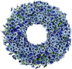 20" Blue Artificial Floral Wreath for Front Door Outside All Seasons by THEBLOOMTIMES
