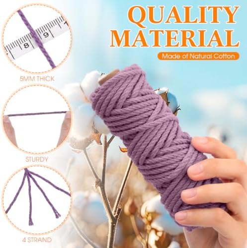 Timgle 20 Rolls Macrame Cord 5 mm x 438 Yards Cotton Rope(Macaron Colors) - Image 6