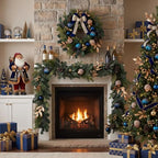 DecorbyHannah 24" Prelit Christmas Wreath for Front Door with Light (Blue) - Image 2
