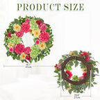 Briful Spring Floral Wreath for Front Door, 16in Artificial Hanging Wreath with Silk Flowers & Greenery Outdoor Flower Wreath for Home Porch Entryway Wall Decor - Image 2