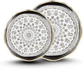 HOME ARCHIVE Round Serving Tray with with Handles Antique Look & Stylish Design Decorative Trays for Kitchen Round Ottoman Tray for Dinning Living Room & Home Decor Pack of 2 (Black-Gold) by HOMEARCHIVE