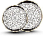 HOME ARCHIVE Round Serving Tray with with Handles Antique Look & Stylish Design Decorative Trays for Kitchen Round Ottoman Tray for Dinning Living Room & Home Decor Pack of 2 (Black-Gold) by HOMEARCHIVE