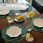 AHHFSMEI Round Faux Linen Placemats Set of 8 Heat Resistant Non-Slip Stain Proof Table Mats for Kitchen Dining Elegant Decor Place Mats (Forest Green,8) - Image 4