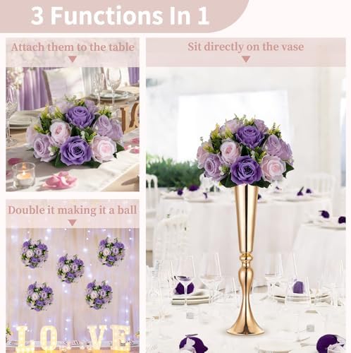NUPTIO Artificial Flower Ball Centerpieces: Lilac & Purple & Pink Rose - Image 3