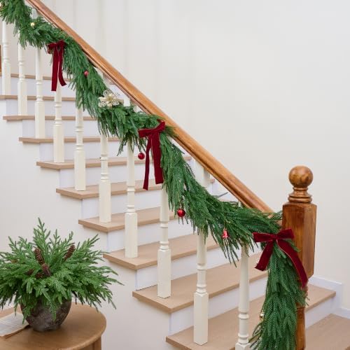 TQRR 4Pcs 6FT Norfolk Pine Garlands, Realistic Greenery Christmas Garland - Image 4