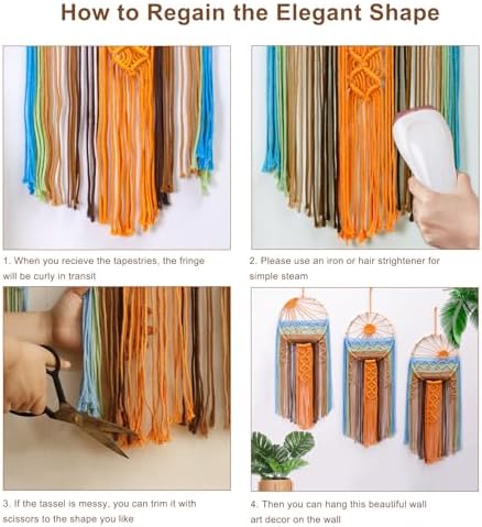 Artilady 3 Pack Macrame Wall Hanging Tapestry, Boho Sun Art Dream Catcher - Image 5