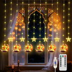 Lewondr Ramadan Curtain String Lights, 138 LEDs Moon Castle Star Lights by Lewondr