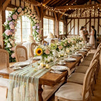 3 Pcs Floral Table Runner 10ft Embroidery Soft Flower Tulle - Image 5