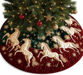 Christmas Tree Skirt Vintage Quilted Applique 36/48/72 Inch Holiday Decor (Red,Medium) by FRZTOUR