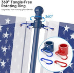 ZMTECH Flag Pole - Upgraded Bracket, 6 FT Stainless Steel Flag Poles for Outside House, Residential or Commerical, Tangle Free Flag Pole Kit for American Flag (Without Flag, Blue&White&Red) - Image 4