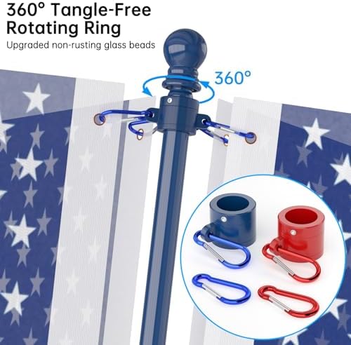ZMTECH Flag Pole - Upgraded Bracket, 6 FT Stainless Steel Flag Poles for Outside House, Residential or Commerical, Tangle Free Flag Pole Kit for American Flag (Without Flag, Blue&White&Red) - Image 4