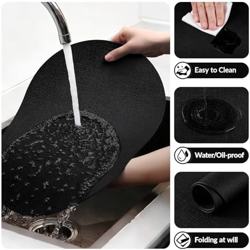 homing Heat Resistant Oval Placemats Set of 6, Black - Image 5