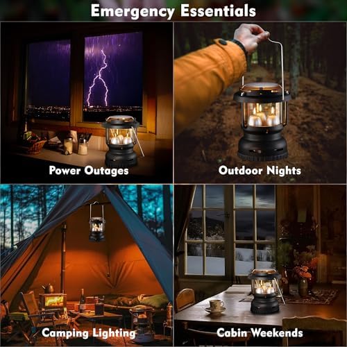 3-Wick Candle Lantern for Power Outages, 18H Emergency Light, Matte Black - Image 4